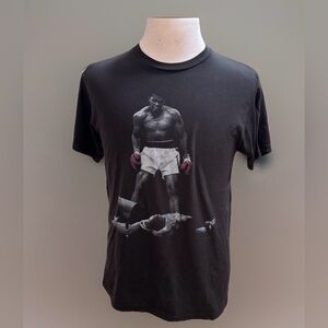 Muhammad Ali Black Boxing Graphic Tee with Red Glove Accent